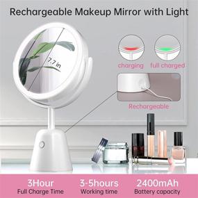 img 2 attached to Luxurious Lighted Makeup Mirror: 1X/7X Magnifying Vanity Mirror with 3 Color Lights, Double Sided Beauty Mirror, Rechargeable & Adjustable 270°Rotation, LED Tabletop Cosmetic Mirror - Enhance Your Beauty Routine!