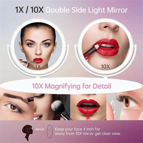 img 1 attached to Luxurious Lighted Makeup Mirror: 1X/7X Magnifying Vanity Mirror with 3 Color Lights, Double Sided Beauty Mirror, Rechargeable & Adjustable 270°Rotation, LED Tabletop Cosmetic Mirror - Enhance Your Beauty Routine!