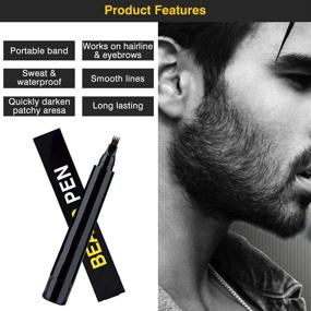 img 2 attached to 🧔 Vonadale Beard Pencil Filler for Men: Waterproof, Natural Finish Beard Filling Pen Kit with Bristle Brush (Black)