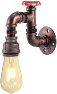 🚰 kawell steampunk vintage e26 edison water pipe wall sconce - industrial iron metal wall lamp fixture for corridor, cafe, bar, home - red copper water pipe style wall light логотип