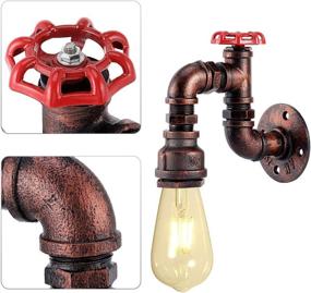 img 3 attached to 🚰 KAWELL Steampunk Vintage E26 Edison Water Pipe Wall Sconce - Industrial Iron Metal Wall Lamp Fixture for Corridor, Cafe, Bar, Home - Red Copper Water Pipe Style Wall Light