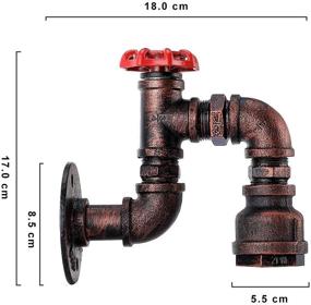 img 2 attached to 🚰 KAWELL Steampunk Vintage E26 Edison Water Pipe Wall Sconce - Industrial Iron Metal Wall Lamp Fixture for Corridor, Cafe, Bar, Home - Red Copper Water Pipe Style Wall Light