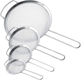 img 4 attached to 🧺 Premium Quality Fine Mesh Stainless Steel Strainers Set - 4-pack with Wide Resting Ear Design - 3&#34;, 4&#34;, 5.5&#34; and 8&#34; Sizes - Ideal for Sifting, Straining, Draining and Rinsing Vegetables, Pasta &amp; Tea - U.S. Kitchen Supply