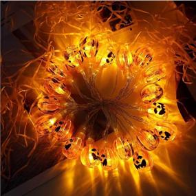 img 2 attached to 🎃 AODINI Halloween Decor Pumpkin String Lights - IP65 Waterproof, 13 feet 30 LEDs Battery Operated Halloween Light for Patio, Garden, Gate, Yard - Spooky Outdoor Halloween Decoration (Warm White)