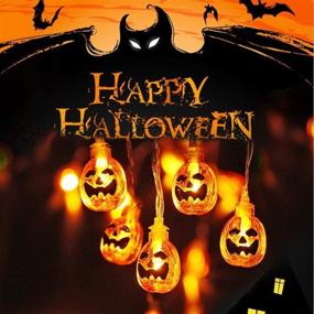 img 3 attached to 🎃 AODINI Halloween Decor Pumpkin String Lights - IP65 Waterproof, 13 feet 30 LEDs Battery Operated Halloween Light for Patio, Garden, Gate, Yard - Spooky Outdoor Halloween Decoration (Warm White)