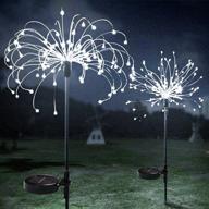 120led outdoor solar fireworks starburst string lights - waterproof garden landscape lights for pathway courtyards, christmas decor - 8 modes (2-pack, c/w oval) logo