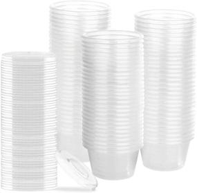 img 4 attached to 🥤 PlastX 2 Oz Cups with Airtight Lids 200 Sets - Clear Stackable Portion Control Cups for Condiments, Jello Shots, Slime, Food Sampling, Meal Prep
