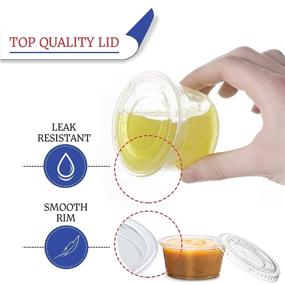 img 2 attached to 🥤 PlastX 2 Oz Cups with Airtight Lids 200 Sets - Clear Stackable Portion Control Cups for Condiments, Jello Shots, Slime, Food Sampling, Meal Prep