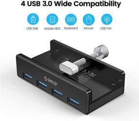 img 1 attached to 🔌 ORICO USB 3.0 Clamp Hub Adapter: Ultra-Portable USB Expander with Extra Power Supply Port