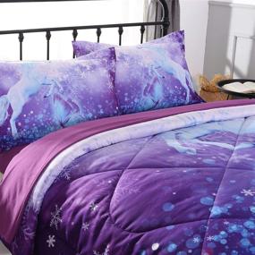 img 3 attached to 🦄 Wowelife Unicorn Comforter Sets Queen 3D Purple Butterfly Bedding Sets 5 Pieces