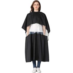 img 4 attached to 💈 Iusmnur Barber Cape - Adjustable Hair Salon Cape for Hair Cutting with Metal Clip & Shampoo Haircut Cap for Salon and Home Use, 51 x 65 inches (Black)