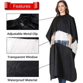 img 3 attached to 💈 Iusmnur Barber Cape - Adjustable Hair Salon Cape for Hair Cutting with Metal Clip & Shampoo Haircut Cap for Salon and Home Use, 51 x 65 inches (Black)