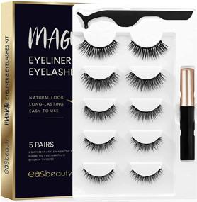 img 4 attached to 💁 Upgraded Magnetic Eyeliner and Eyelashes Kit - easbeauty 2020 - Magnetic Eyelashes with Eyeliner - 5 Pairs of False Lashes with Tweezers - Easy-to-Wear