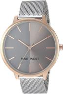 🕶️ stylish and sophisticated: nine west women's nw/1981 sunray dial mesh bracelet watch logo