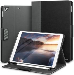 img 4 attached to 📱 KingBlanc Case for iPad 10.2-inch 9th/8th/7th Gen | Pencil Holder, Sleep/Wake, Multi-Angle | Vegan Leather Folio Smart Cover for Apple iPad 10.2 inch (Black)