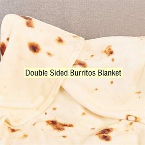 img 3 attached to Realistic Burritos Tortilla Blanket - Double Sided Pattern Food Throw Blanket for Adults and Kids, Soft Flannel Taco Wrap - Novelty, Funny, Yellow Blanket Double Sided, Diameter 60 inches