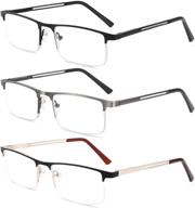 👓 hotjojo 3 pack reading glasses: blue light blocking half frame readers for men logo