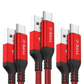 img 4 attached to 🔌 AkoaDa 3-Pack USB C Cable Set - 10ft, 6.6ft, 3.3ft - Fast Charger Nylon Braided Cord for Samsung Galaxy, LG V, Motorola Moto Z, Nintendo Switch (Red)