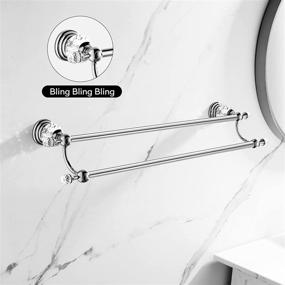 img 2 attached to 🛁 Wincase Double Towel Bar - Silver Crystal 24 Inch Bathroom Towel Rack, Wall Mounted Towel Holder
