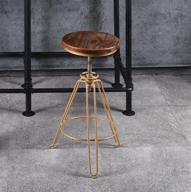 🪑 vintage adjustable swivel industrial bar stool with wood seat - rustic farmhouse cafe stool, counter height 24 inch, bar height 30 inch - steel construction, welded design логотип