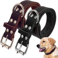 🐶 premium genuine leather dog collars in beirui brown and black, perfect for medium and large breeds logo