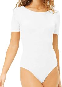 img 4 attached to MANGDIUP Womens Elastic Bodysuits Jumpsuits Women's Clothing and Bodysuits
