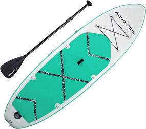 img 2 attached to 🏄 Aqua Plus 11ftx33inx6in Inflatable Stand Up Paddle Board (SUP) - Suitable for All Skill Levels, Adjustable Paddle, Double Action Pump, ISUP Travel Backpack, Leash, Shoulder Strap - Youth & Adult Inflatable Paddle Board