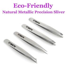 img 3 attached to 🔧 4-Piece Professional Tweezers Set – Stainless Steel Gift with Travel Case by Aumelo | Best Precision Eyebrow and Splinter Ingrown Hair Removal Tweezers | Chemical-Free, No Colored Tips