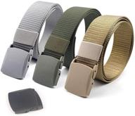 👖 3-pack canvas and plastic adjustable men's belts by coobbar - essential accessories логотип