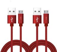 rofi micro usb cable [2pack] - 0.6m nylon braided android charger - high speed usb 2.0 a to micro b charging cord for htc, s6, kindle, android, and more - red, 2 feet logo