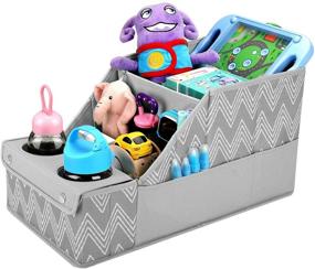 img 4 attached to 🚗 Convenient and Spacious Gray Chevron Car Organizer with Moveable Dividers - Perfect for Kids!