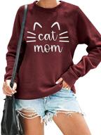 🐱 cute cat mom sweatshirt: stylish women's long sleeve letter print tshirt tops logo