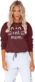 img 2 attached to 🐱 Cute Cat Mom Sweatshirt: Stylish Women's Long Sleeve Letter Print Tshirt Tops