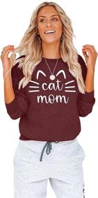 img 3 attached to 🐱 Cute Cat Mom Sweatshirt: Stylish Women's Long Sleeve Letter Print Tshirt Tops