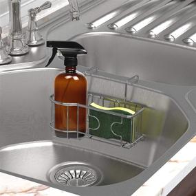 img 1 attached to 🧽 Organize Your Kitchen Sink: SimpleHouseware Caddy Organizer for Brush and Sponge Holder, Chrome