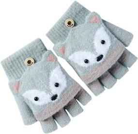 img 3 attached to Mocure Cartoon Mittens Knitted Fingerless Girls' Accessories in Cold Weather