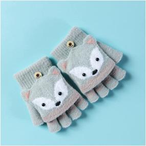 img 2 attached to Mocure Cartoon Mittens Knitted Fingerless Girls' Accessories in Cold Weather