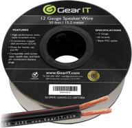 🔊 gearit pro series 12 awg gauge speaker wire cable - 50 ft / 15.24m - ideal for home theater and car speakers - black logo