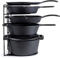 extra large 5 tier heavy duty pan organizer rack - holds cast iron skillets, dutch oven, griddles - durable steel construction - space saving kitchen storage - no assembly required - black 15.4-inch логотип