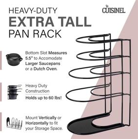 img 1 attached to Extra Large 5 Tier Heavy Duty Pan Organizer Rack - Holds Cast Iron Skillets, Dutch Oven, Griddles - Durable Steel Construction - Space Saving Kitchen Storage - No Assembly Required - Black 15.4-inch