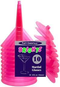 img 2 attached to 🍸 10 Count Neon Pink Hard Plastic Two Piece 8-Ounce Martini Glasses by Party Essentials