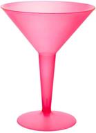 🍸 10 count neon pink hard plastic two piece 8-ounce martini glasses by party essentials logo
