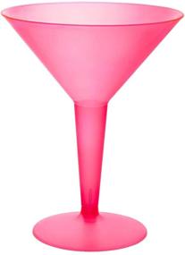 img 4 attached to 🍸 10 Count Neon Pink Hard Plastic Two Piece 8-Ounce Martini Glasses by Party Essentials
