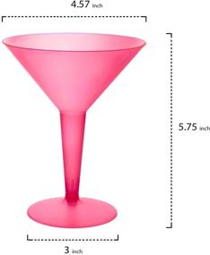img 3 attached to 🍸 10 Count Neon Pink Hard Plastic Two Piece 8-Ounce Martini Glasses by Party Essentials