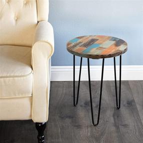 img 1 attached to 🪵 Reclaimed Wood Side Table by WELLAND - Round Hairpin Leg End Table, Night Stand, Recycled Boat Wood, 20" Tall