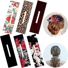 img 4 attached to 🎀 6 Piece Deft Bun Maker Set - Magic Donut Hair Bun Maker for French Hairstyles, Twist Buns, & Summer Headbands - Print Hairpin - Flexible Hair Twist Maker in Multi Colors- Hair Bun Tool for Women - Perfect for Ballet Buns & Hair Styling