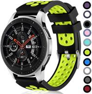 🕙 lerobo 22mm soft silicone watch band for samsung galaxy watch 3 45mm, galaxy watch 46mm, gear s3 frontier, and gear s3 classic - breathable wristband for men and women (black/green) logo