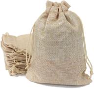 🛍️ set of 50 cream burlap favor gift bags with drawstring and cotton lining (17x23cm) logo