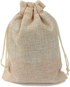 img 3 attached to 🛍️ Set of 50 Cream Burlap Favor Gift Bags with Drawstring and Cotton Lining (17X23CM)