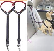 🐶 bark lover car seat belts for dogs - premium denim & nylon fabric, adjustable dog safety belt restraint with car headrest attachment, pack of 2 logo